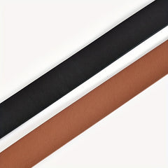 Double Circle Buckle Belt Solid Casual Jeans Pants PU Leather Belt