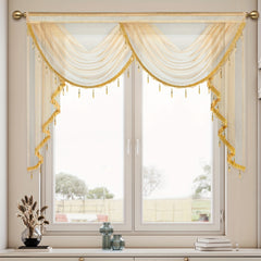 European Style Transparent Sheer Curtain with Rod Pocket