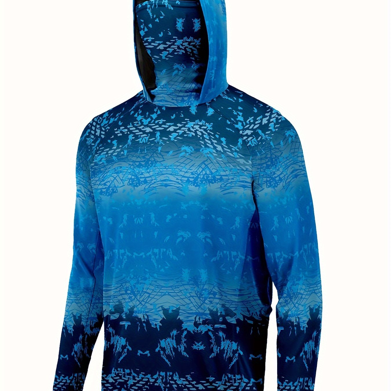 Men's Gradient Hoodie With Mask Anti UV Sunscreen Fishing Shirt