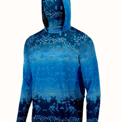 Men's Gradient Hoodie With Mask Anti UV Sunscreen Fishing Shirt