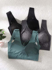 3pcs Lace Wireless Bras Full Coverage Comfy & Breathable