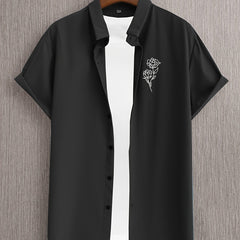 Flower Print Men's Short Sleeve Shirt For Summer Vacation