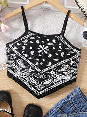 Girl's Paisley Pattern Cami Top for Summer Music