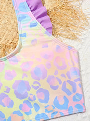 3pc Leopard Print Swimwear Set for Girls Summer Beach Wear