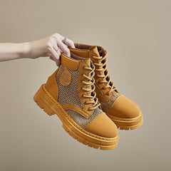 Women's Mesh Combat Boots Lace Up Outdoor Casual Boots