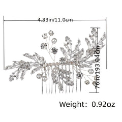 Rhinestone Bridal Hair Comb Clip Golden Hair Accessories For Brides