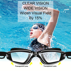 Swim Goggles Set with Nose Clip & Ear Plugs
