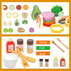 Wooden Toy Food Set for Kids' Toy Kitchen Accessories