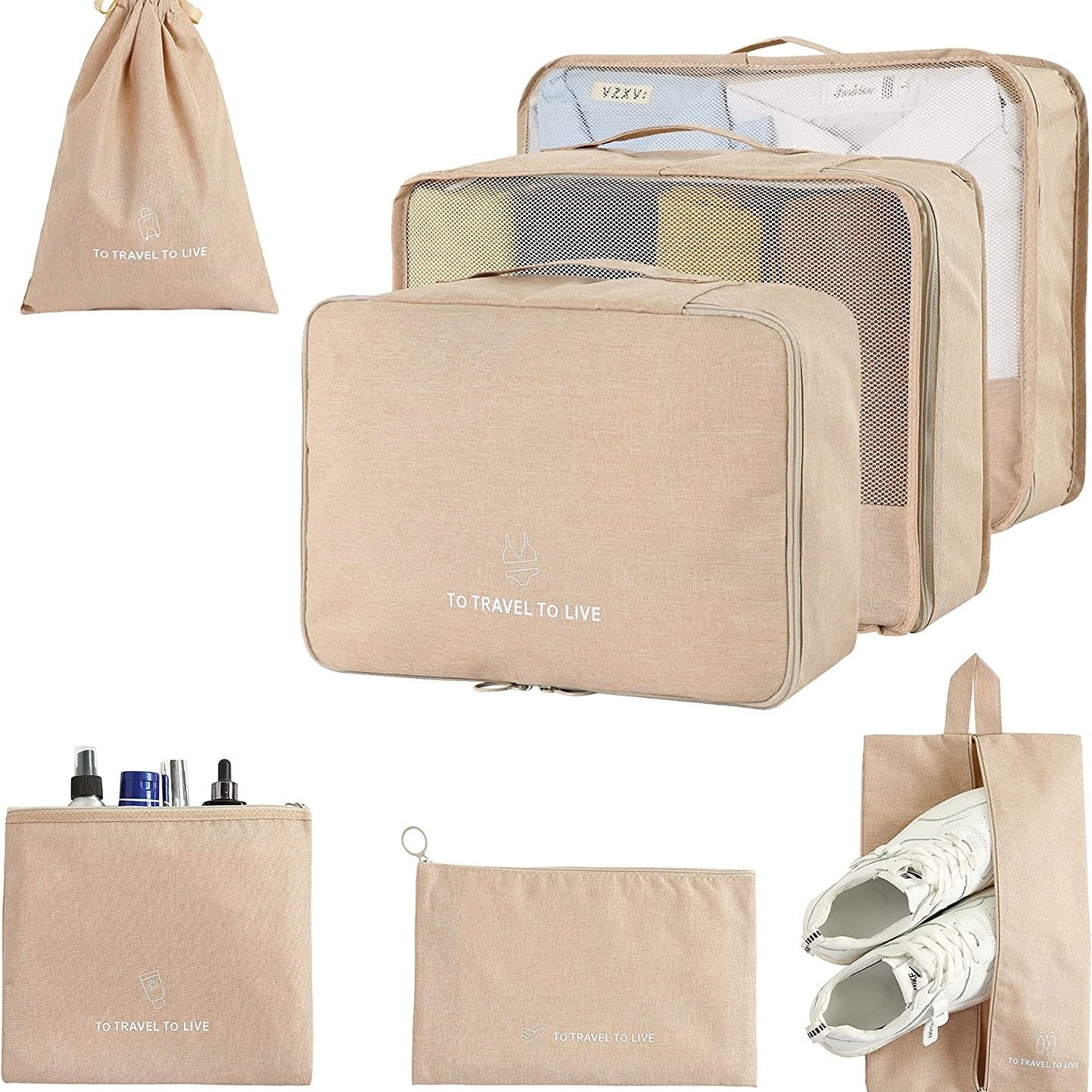 7pcs Travel Storage Bag Set Luggage Organizer Accessories Lightweight