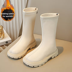JIAGEYA Girl's High Top Warm Plush Boots Non Slip Shoes