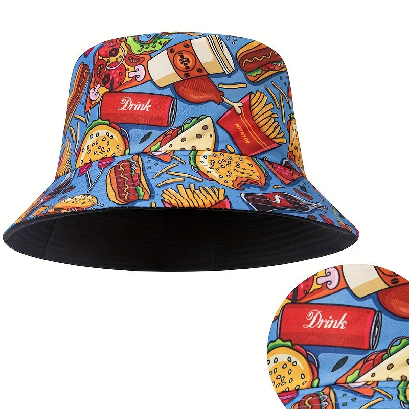 Coke Burger Fries Printed Sun Visor Hat For Men