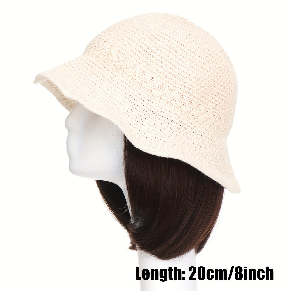 Wide Brim Bucket Hat for Women Knitted Fisherman Hat Sun Protection