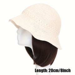 Wide Brim Bucket Hat for Women Knitted Fisherman Hat Sun Protection