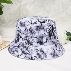 Unisex Floral Pattern Reversible Sun Hat for Outdoor Travel
