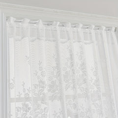 Jacquard Sheer Curtain Floral Pattern Kitchen Valance Short Curtain