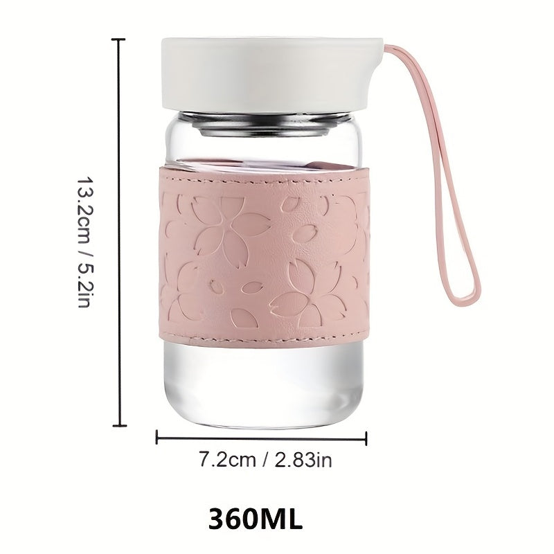 Heat Resistant Glass Bottle With Leather Cup Holder