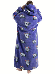 Women's Koala Pattern Sherpa Fleece Hooded Blanket