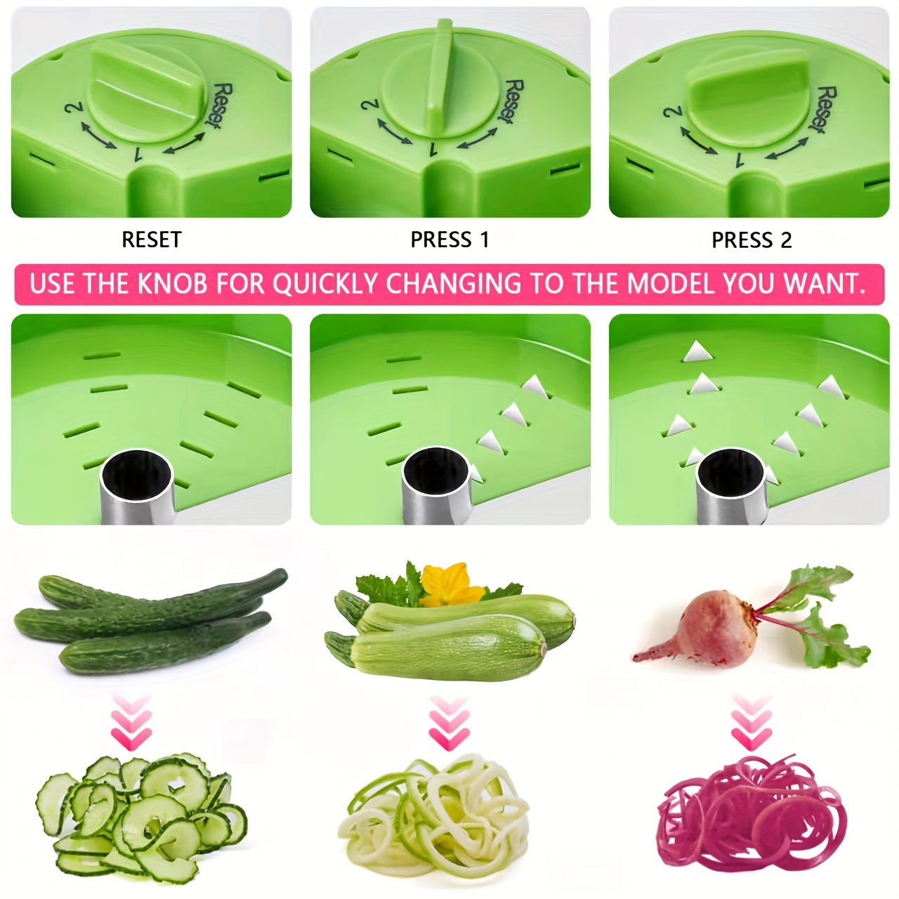 1pc Reusable Vegetable Spiralizer - Shred, Grate, Slice Veggies and Fruits