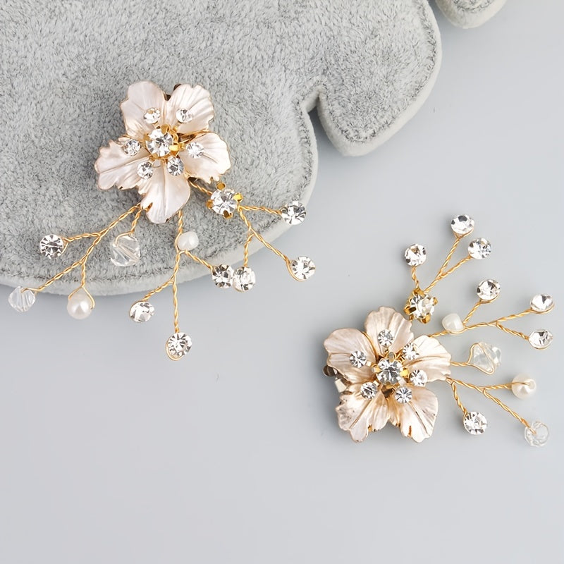 Crystal Beads Flower Shoe Clips Rhinestone Shoe Buckles Accessories