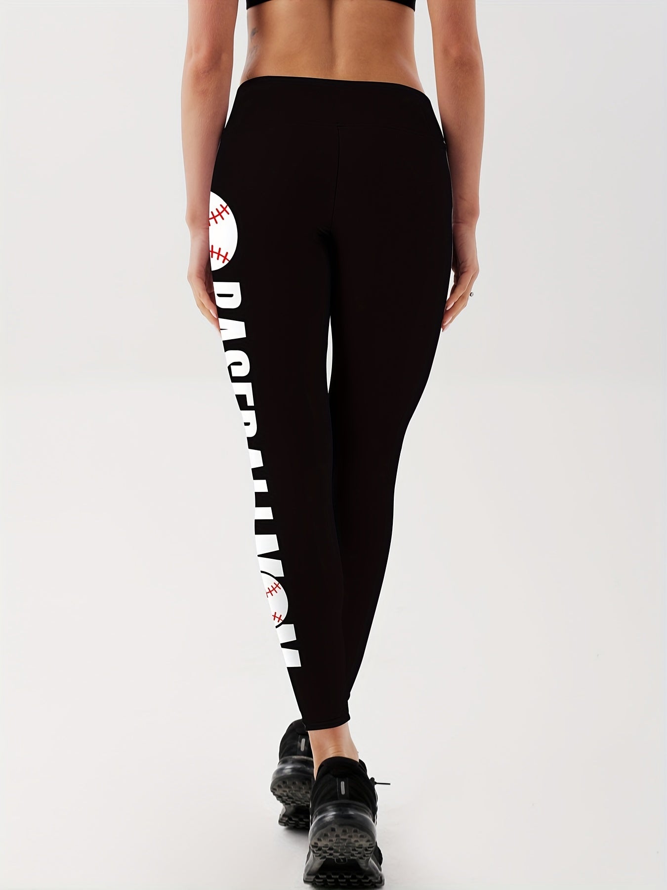 Baseball Printed Yoga Leggings High Stretch Slim Fitted Sports Pants