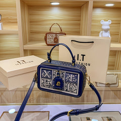 Vintage Embossed Crossbody Bag Embroidered Shoulder Handbag