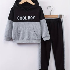 Boy's Clash Outfit 2pcs Hoodie & Sweatpants Set BOY Print