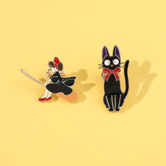 Enamel Magic Girl Cat Brooch for Boys