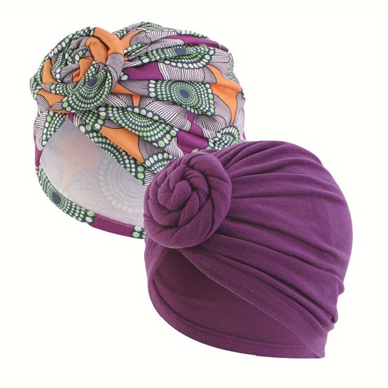 2pcs Set Ladies Turban Bonnet Leopard Inner Hijab Caps Casual Hijab Hat