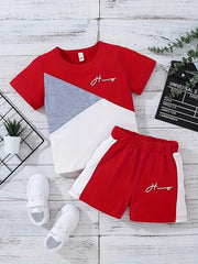 Boys Casual Outfit T-Shirt & Shorts Summer Clothes Set