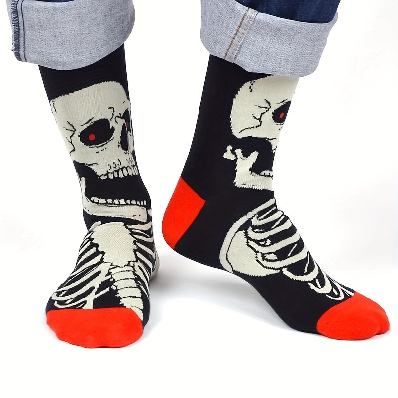Halloween Skeleton Jacquard Mid-calf Socks