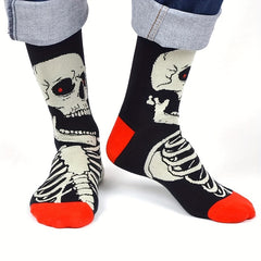 Halloween Skeleton Jacquard Mid-calf Socks