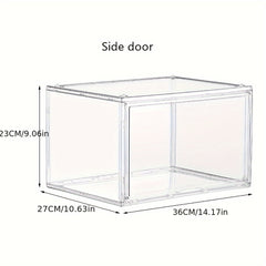 2pcs Dustproof Shoe Storage Box Plastic Foldable Stackable Shoe Cabinet Organize
