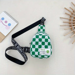 Boys Checkerboard Chest Bag Coin Purse Crossbody Strap