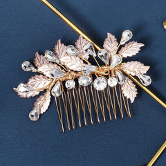 Ancient Style Rhinestone Hair Comb Leaf Insert Bridal Hair Accessorie