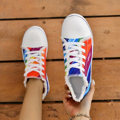 Women's Multicolor Graffiti Canvas Shoes Low Lace Up Round Toe Lightweight Shoes