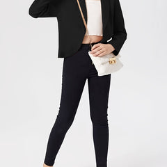 Girls Open Front Shawl Collar Crop Blazer Top