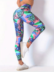 Leopard Print High Waist Sports Tight Pants