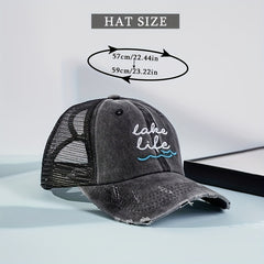 Ripped Ponytail Trucker Hat Mesh Baseball Cap Embroidery Dad Hats For Women