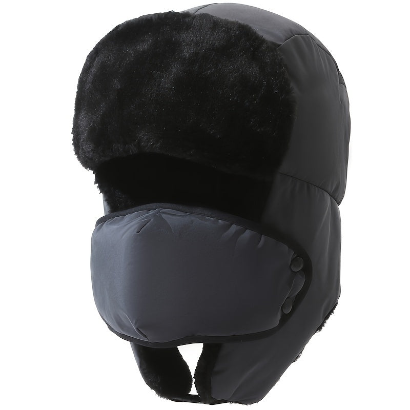Winter Trapper Hat With Face Cover Windproof Warm Hat