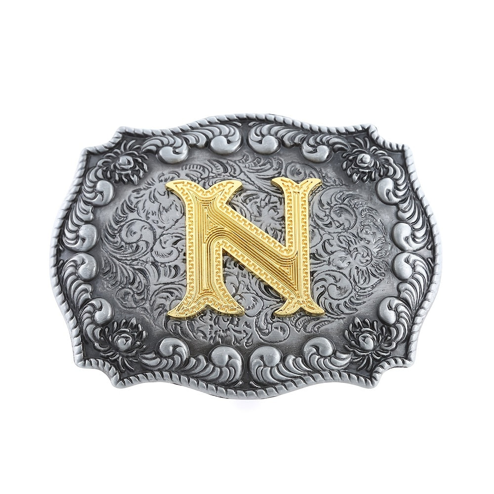Personality Casual Western Denim Letter N Belt Buckle
