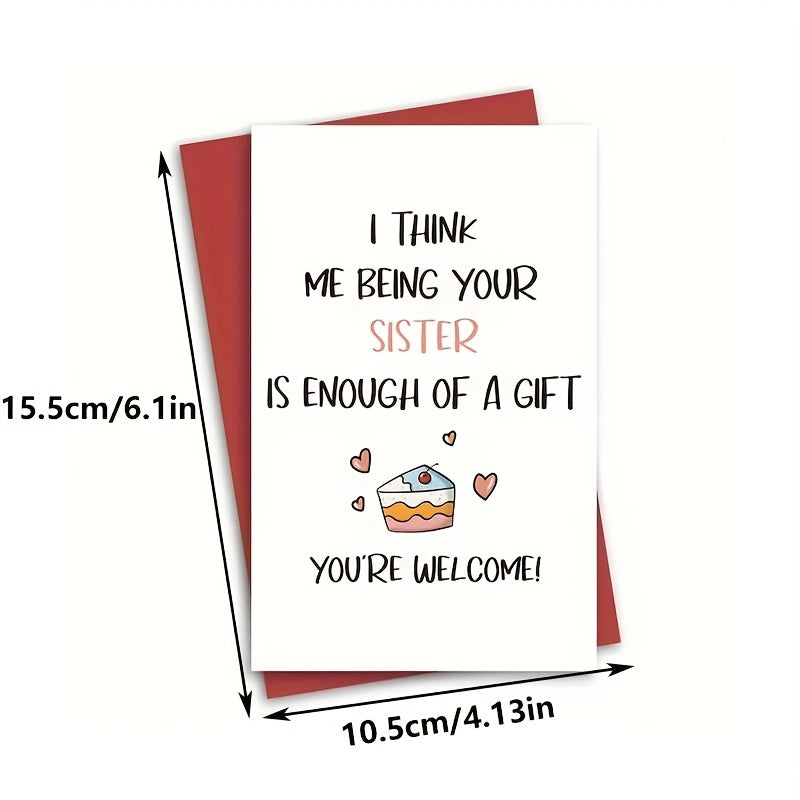Funny Birthday Card From Sister Humorous Greeting Sister Card