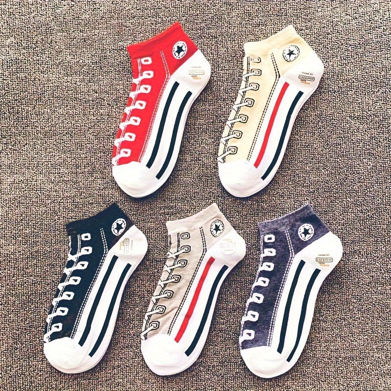 Men's Ankle Socks 5 Pairs Thin Sweat Absorbing Deodorant Sports Socks