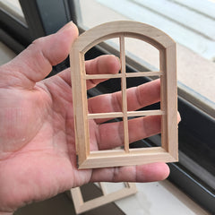 Mini Arch Top Round Head Window 6 Grids Dollhouse Fairy House Decoration
