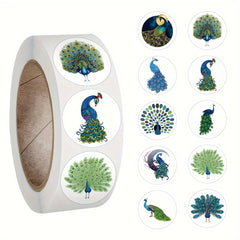 500pcs Peacock Stickers Roll Vinyl Stickers Scrapbook Journaling Laptop Bumper