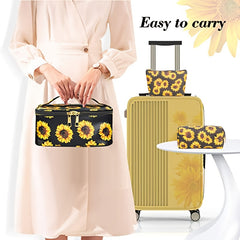 3pcs Sunflower Makeup Bag Travel Toiletry Organizer Waterproof Storage Case
