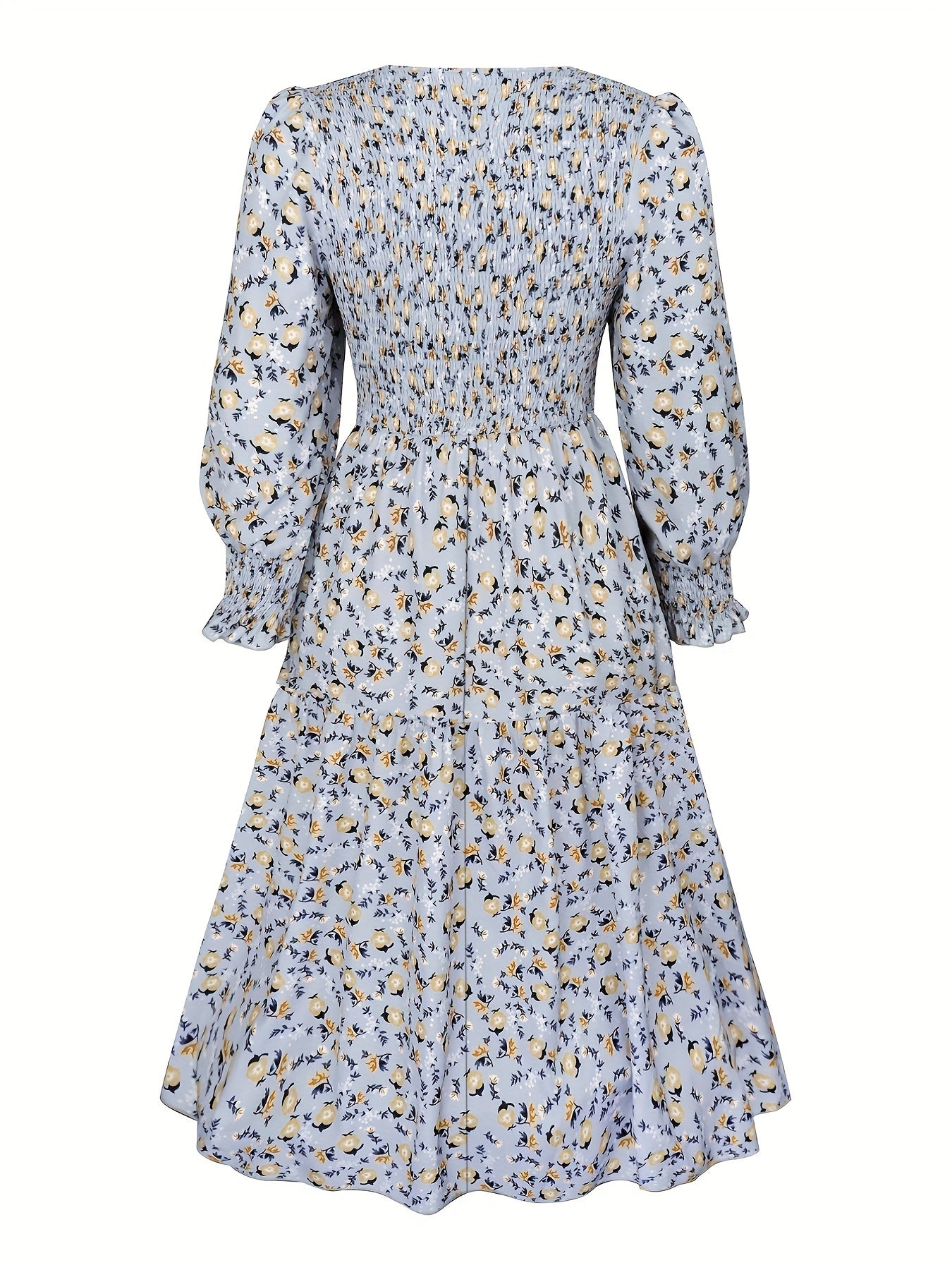 Women's Plus Floral Print Puff Sleeve Maxi Dress