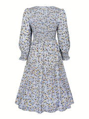 Women's Plus Floral Print Puff Sleeve Maxi Dress