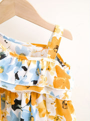 Baby Girls Flowers Print Ruffle Trim Dress Kid Summer Clothes