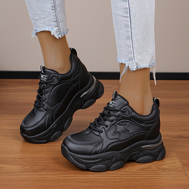 Women's Star Pattern Lace-up Platform Chunky Sneakers