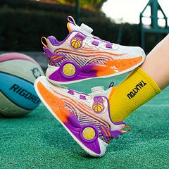 Boy's Running Shoes Rotating Buckle Anti-skid Breathable Sneakers